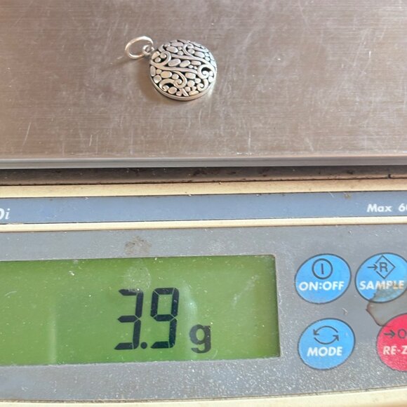 VTG Solid Sterling Silver 925 Scroll Design Circle Pendant Size 1" Length - Picture 8 of 8